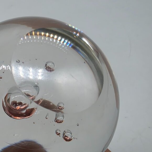 Murano Style Glass Large & Small Bubbles Paperweight Orb Decor 2.75" Clear - Picture 10 of 10
